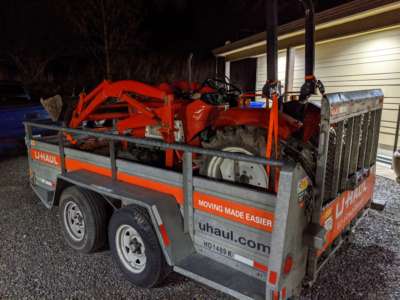 Yanmar Tractor on a Uhaul Trailer